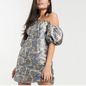 Chi chi London off shoulder puff sleeve mini dress